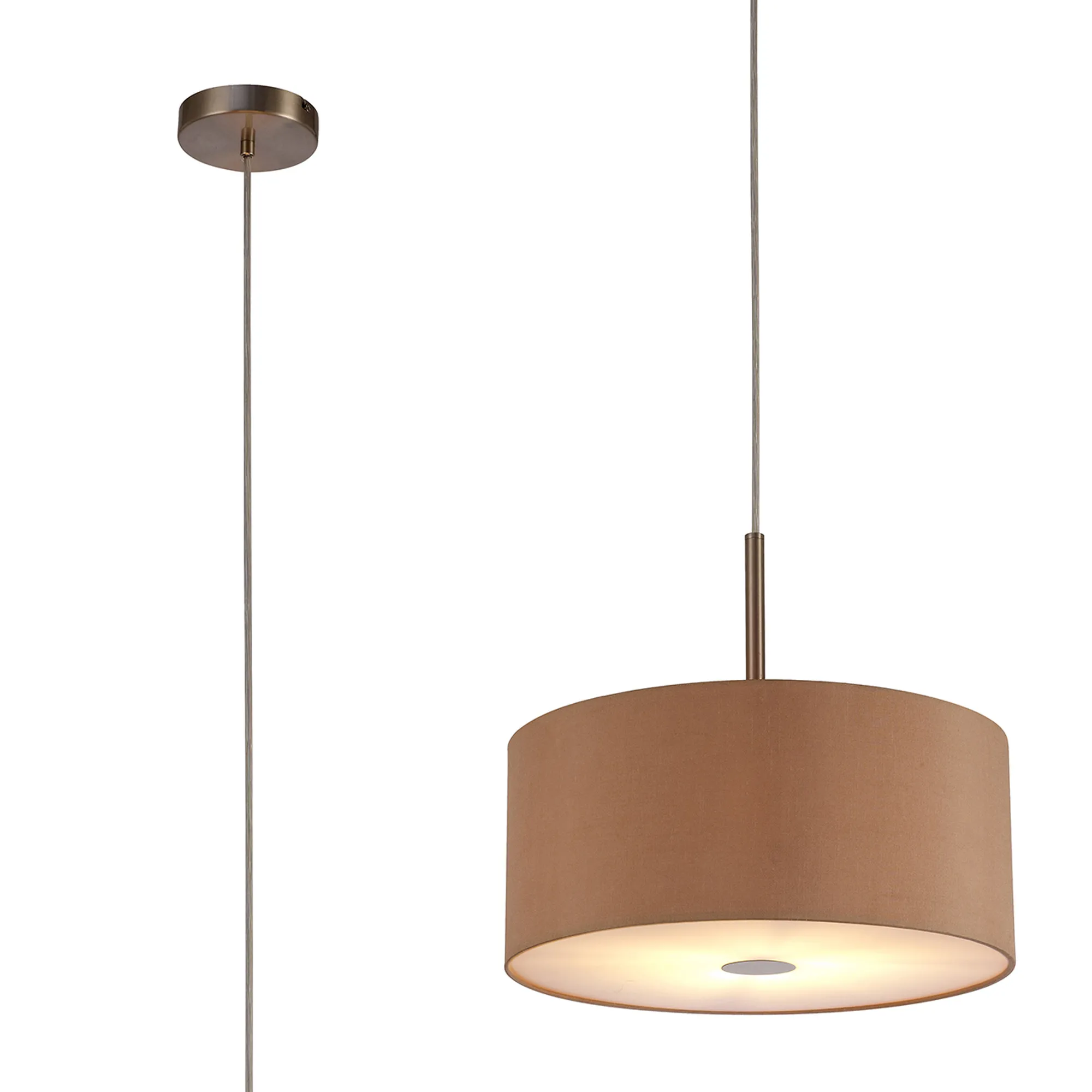 Baymont 40cm Pendant 1 Light Satin Nickel, Antique Gold/Ruby, Frosted Diffuser DK0300  Deco Baymont SN AG